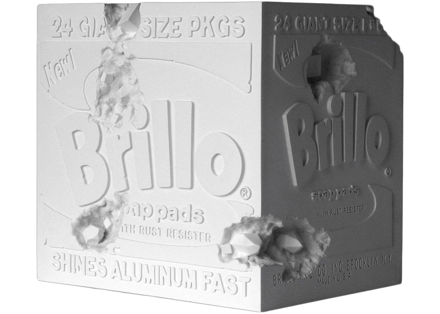 Daniel Arsham Andy Warhol Eroded Brillo Box Cube Figure (Edition of 500) White