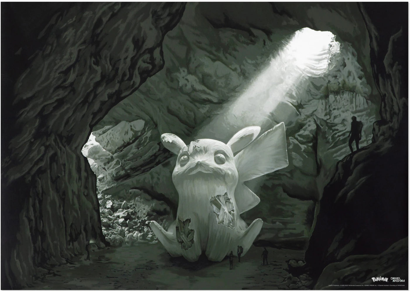 Daniel Arsham x Pokemon Cave of Pikachu A2 Poster Grey