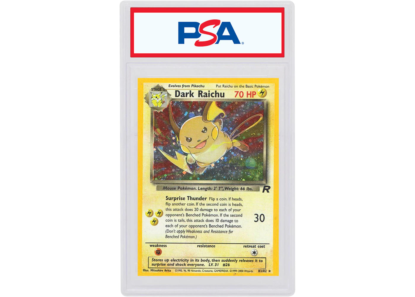 Dark Raichu-Holo 2000 Pokemon TCG Team Rocket #83/82 (PSA or BGS Graded)