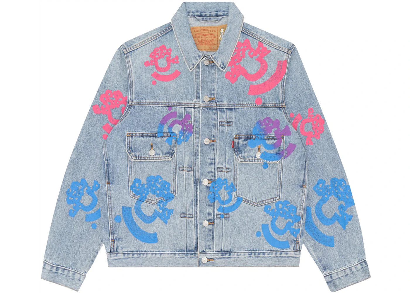 Denim Tears Bstroy Tears Type-2 Light Wash Denim Trucker Jacket Pink/Blue