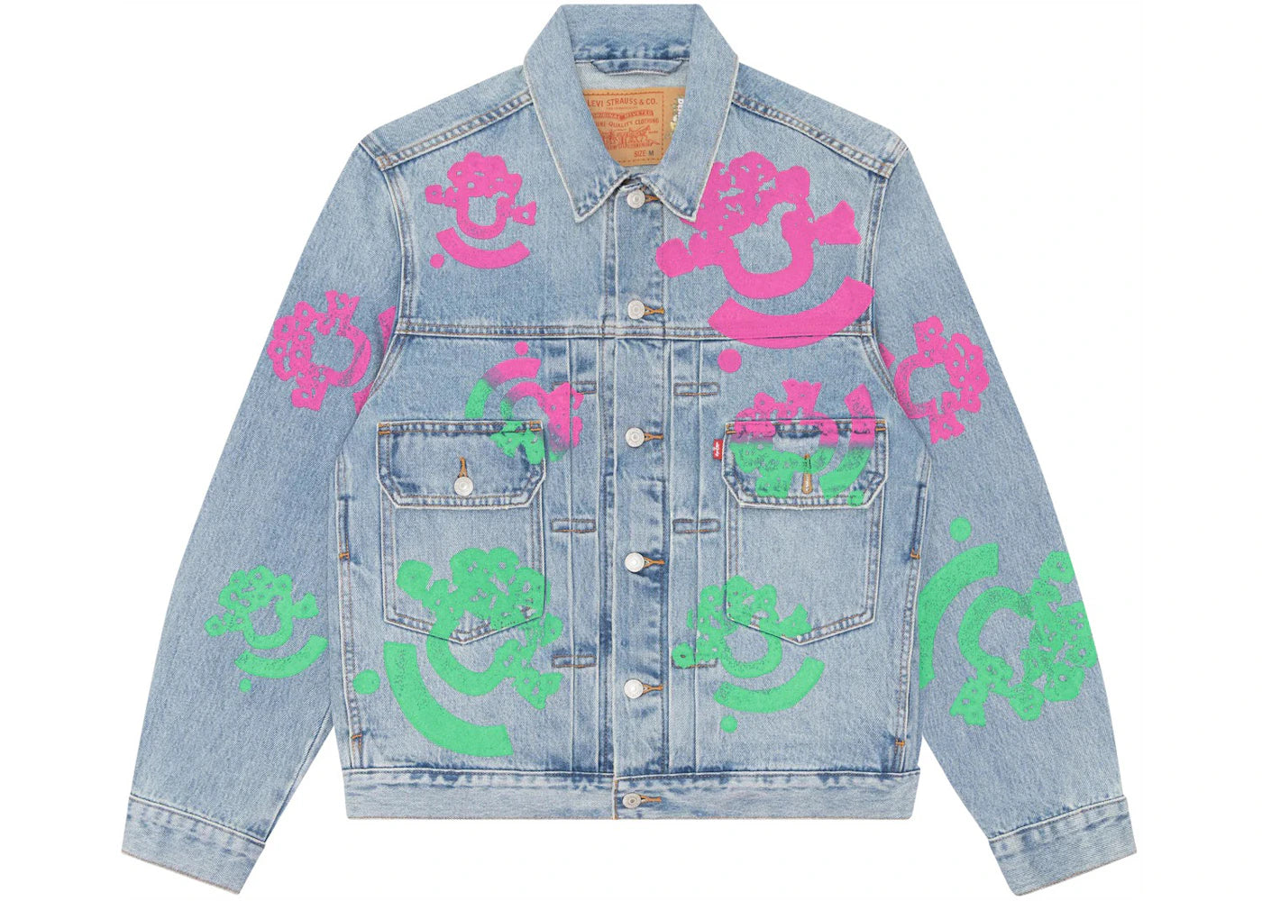 Denim Tears Bstroy Tears Type-2 Light Wash Denim Trucker Jacket Pink/Green