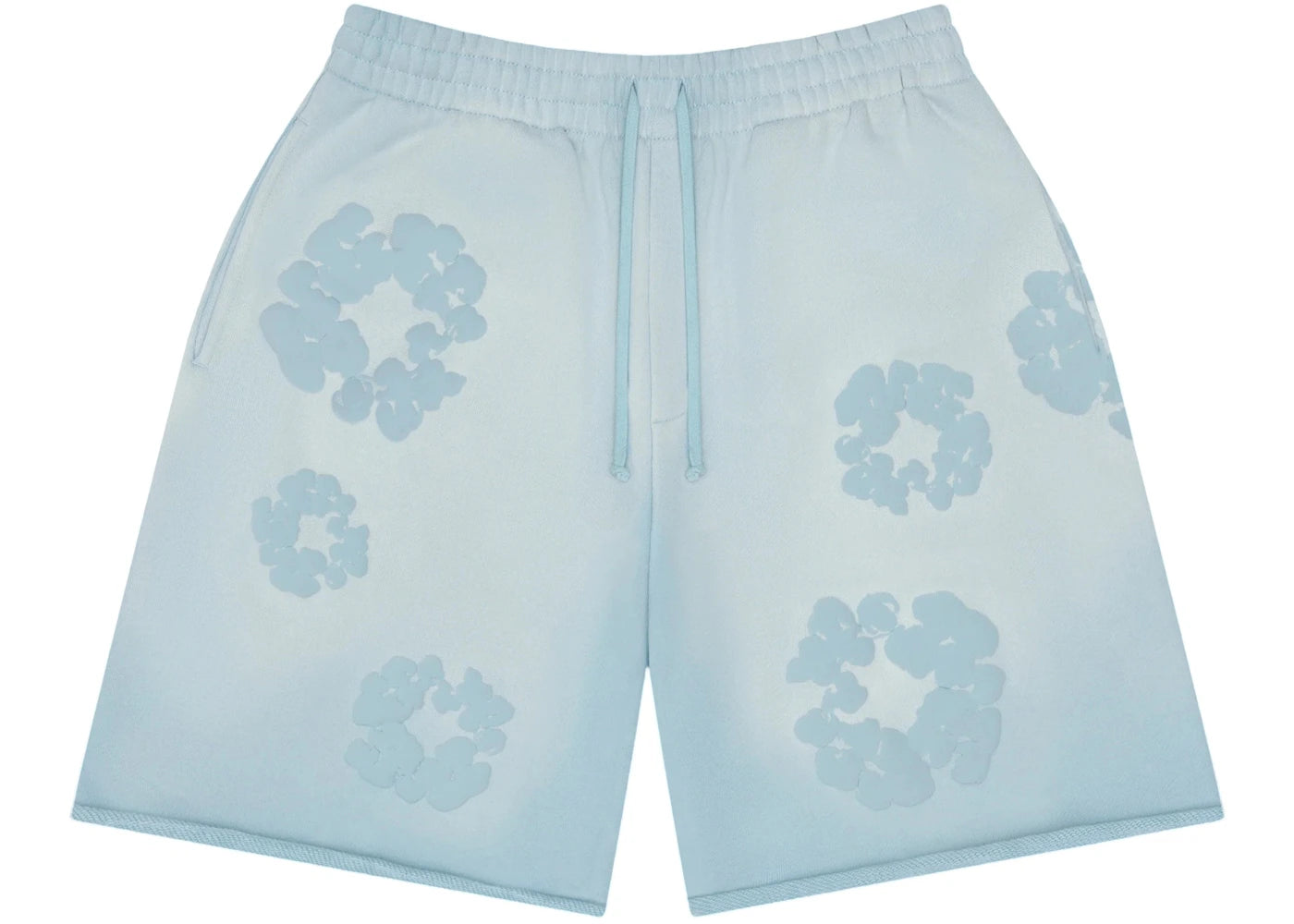 Denim Tears Faded Mono Cotton Wreath Sweatshorts Light Blue