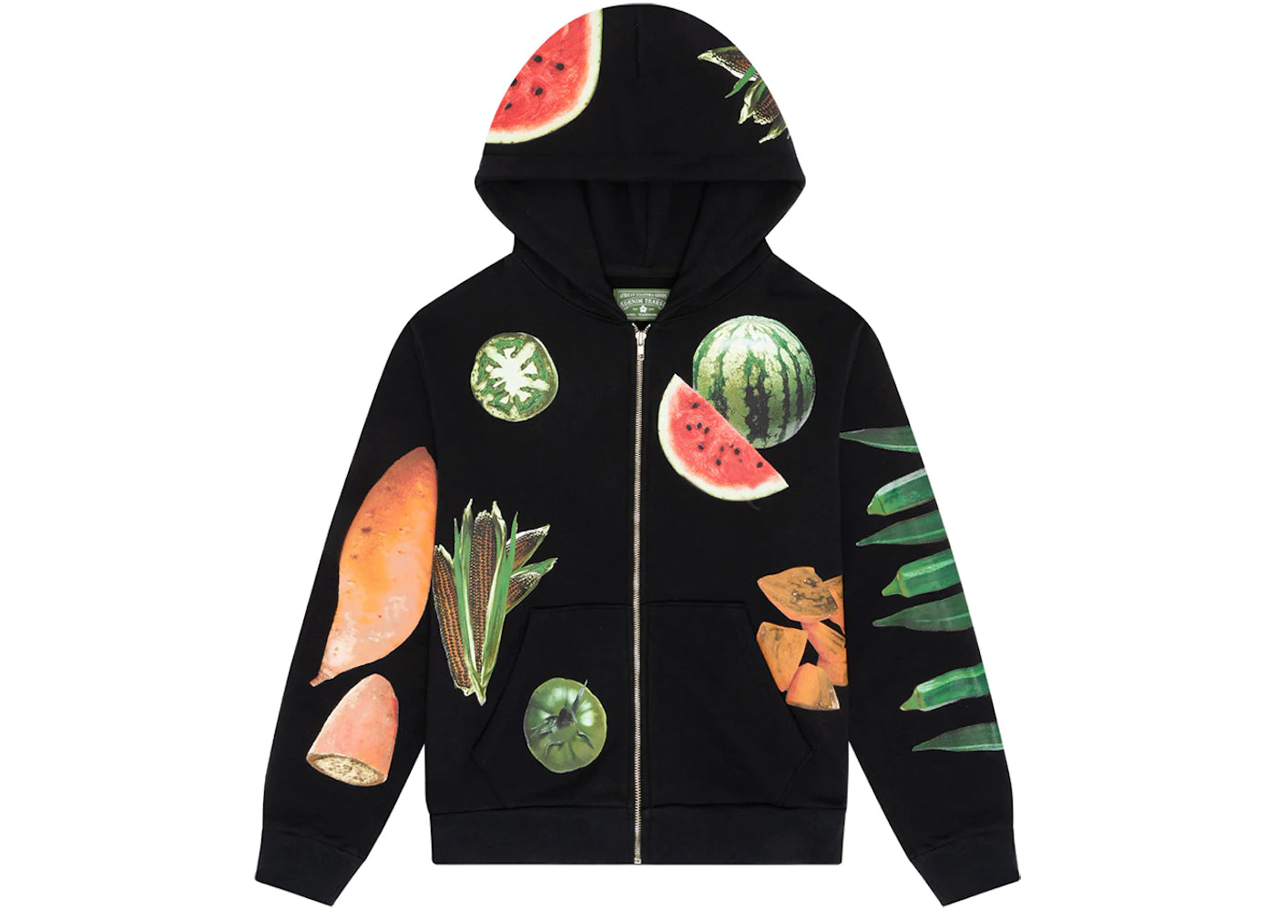 Denim Tears Fruit Collage Zip Up Hoodie Black