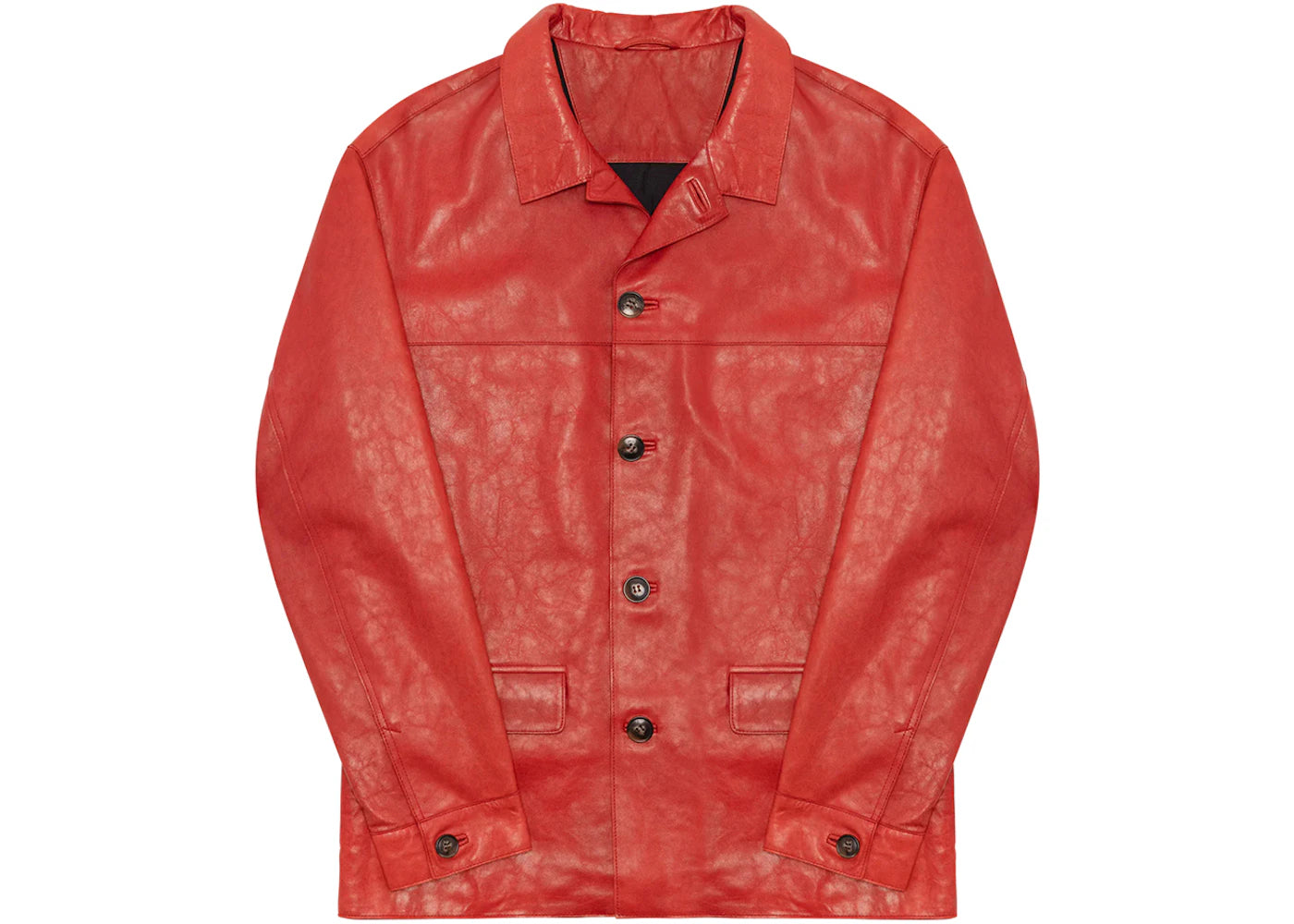 Denim Tears Guts Leather Car Jacket Red