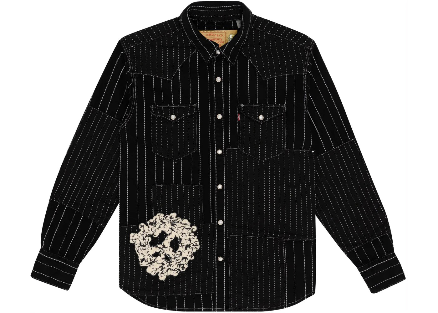 Denim Tears Peace Patchwork Western Button Up Black