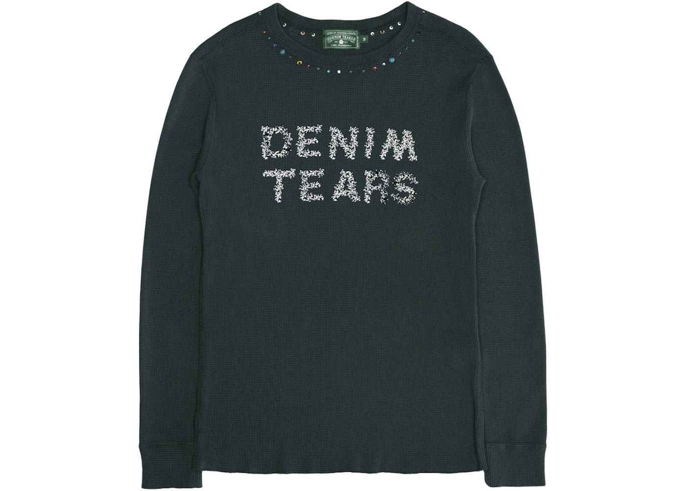 Denim Tears Rhinestone Wreath Thermal Sweatshirt Black