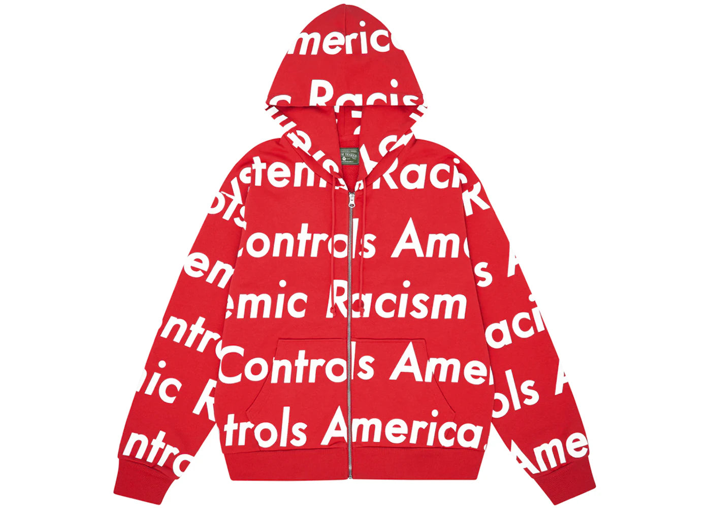 Denim Tears x Arthur Jafa Systemic Racism Controls America Zip Up Hoodie Red