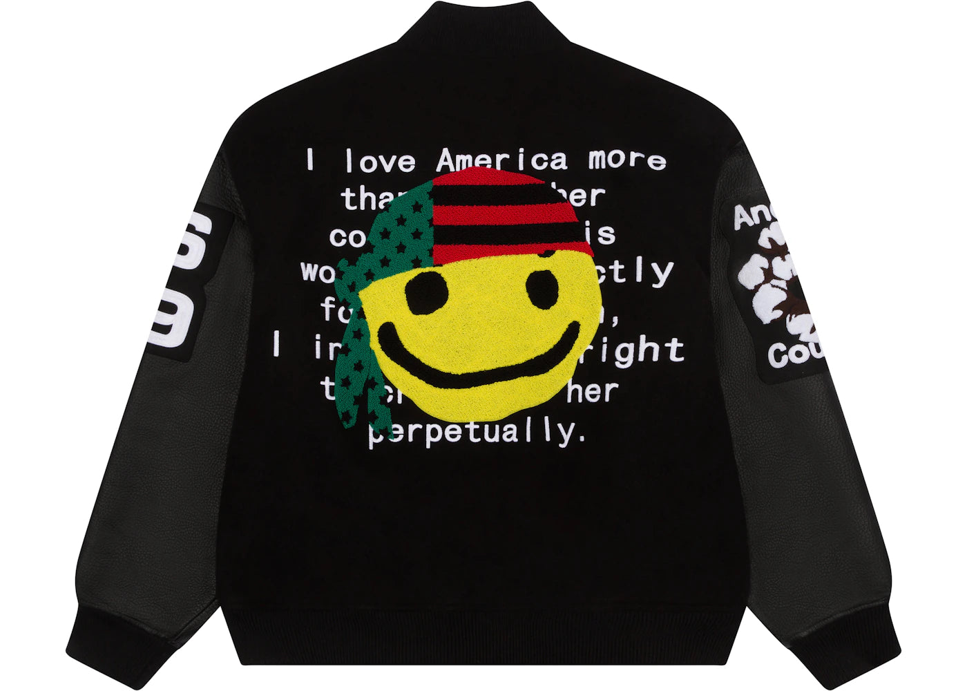 Denim Tears x CPFM Cactus Tears Varsity Jacket Black