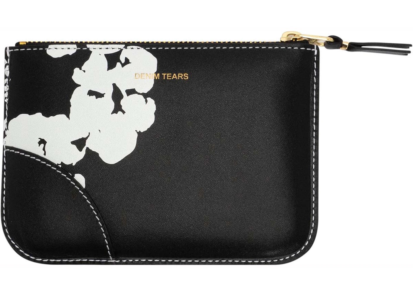 Denim Tears x Comme des Garcos Cotton Wreath Zip Pouch (4.13 x 5.71 in) Black