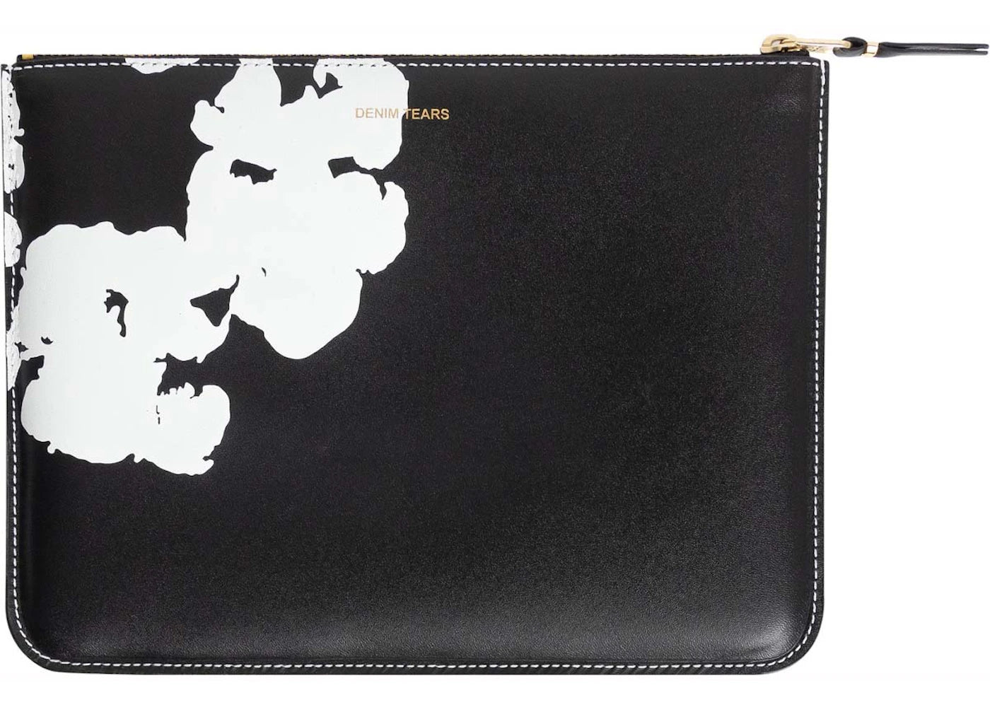 Denim Tears x Comme des Garcos Cotton Wreath Zip Pouch (8.46 x 6.3 in) Black