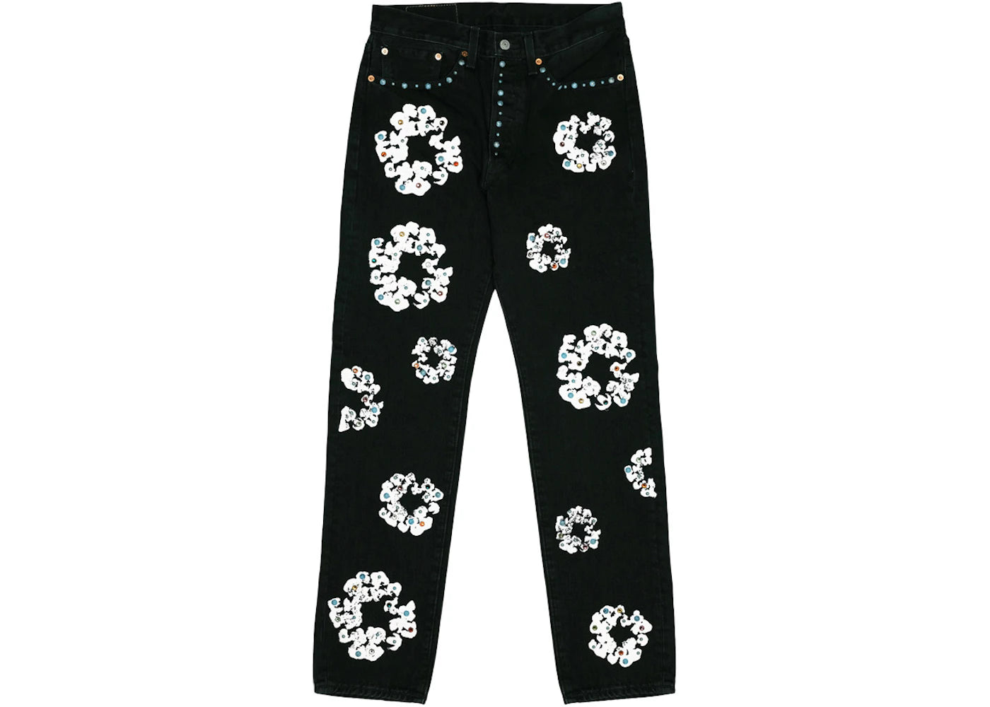 Denim Tears x Levi's 501 Cotton Rhinestone Wreath Jeans Black