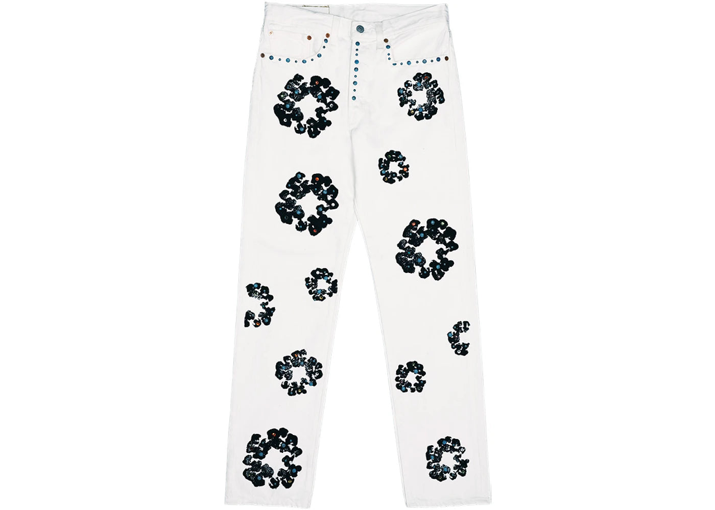 Denim Tears x Levi's 501 Cotton Rhinestone Wreath Jeans White