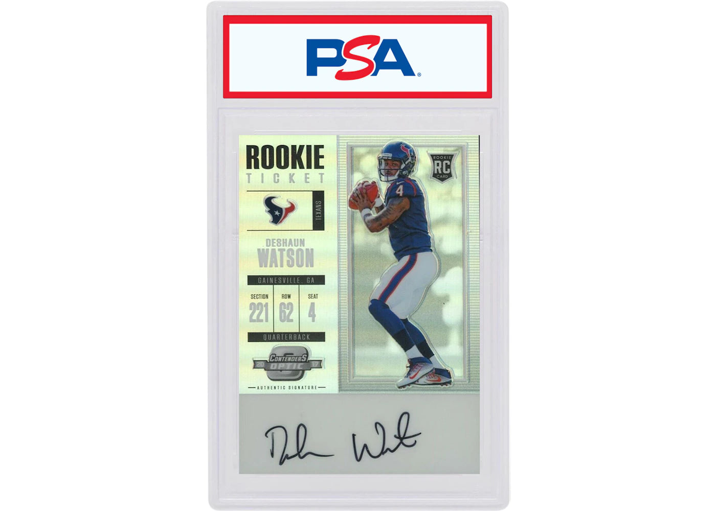Deshaun Watson 2017 Panini Contenders Optic Rookie Autograph #102 (PSA or BGS Graded)
