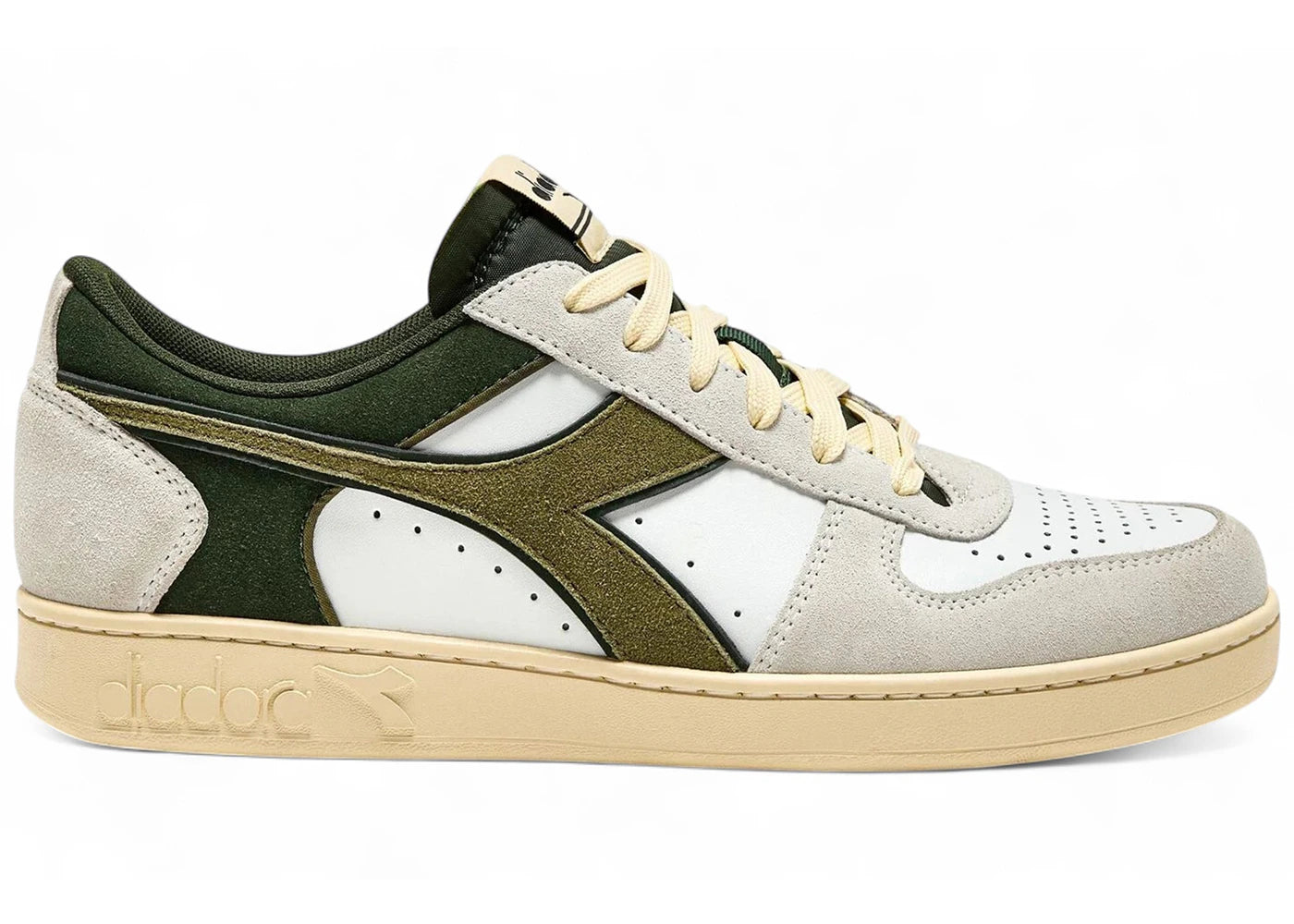 Diadora Magic Basket Low Suede Leather White Kombu Green