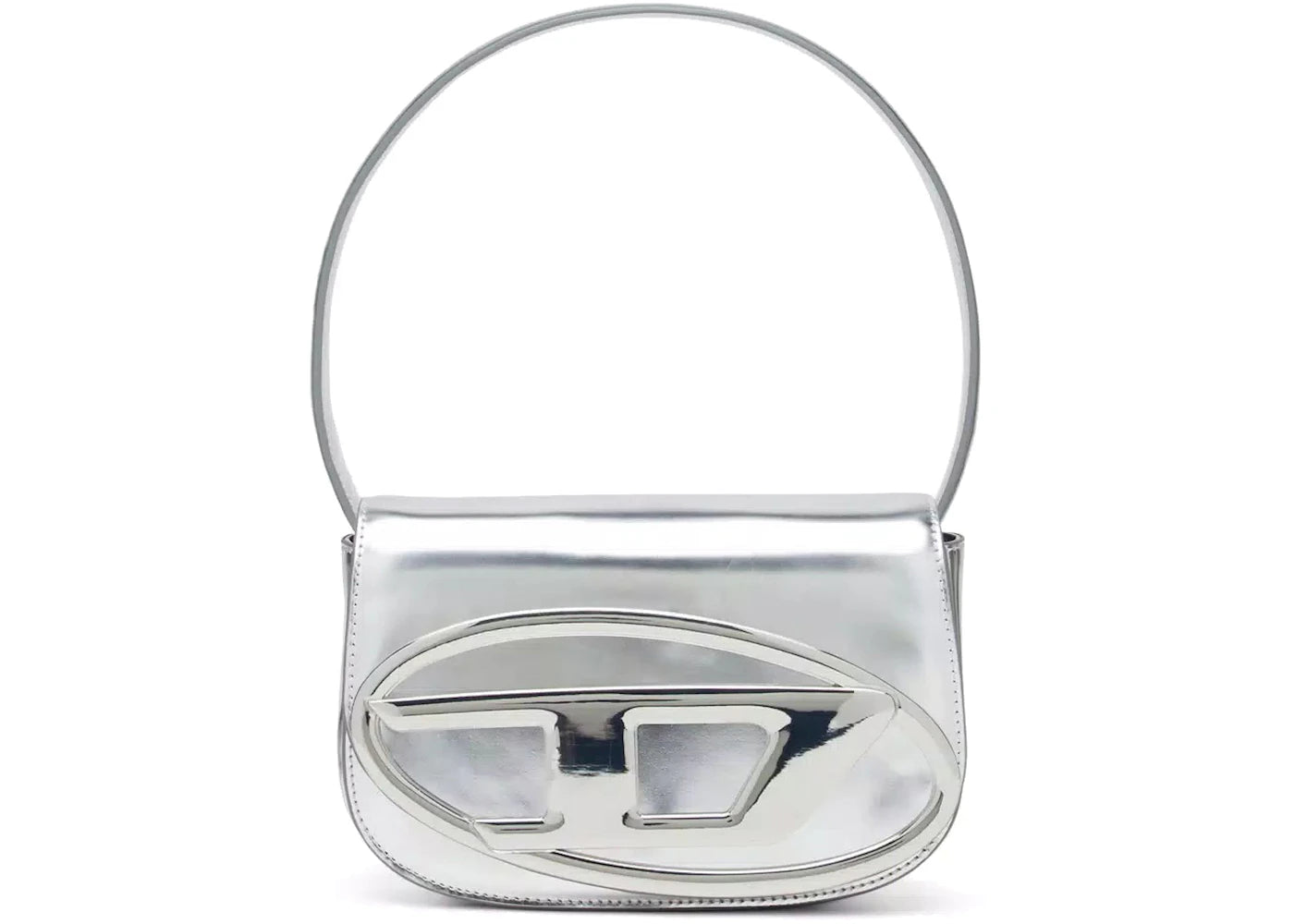 Diesel 1DR Shoulder Bag Mirrored Leather Silver