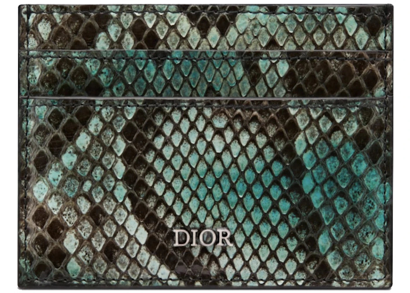 Dior (4 Card Slot) Card Holder Python Green