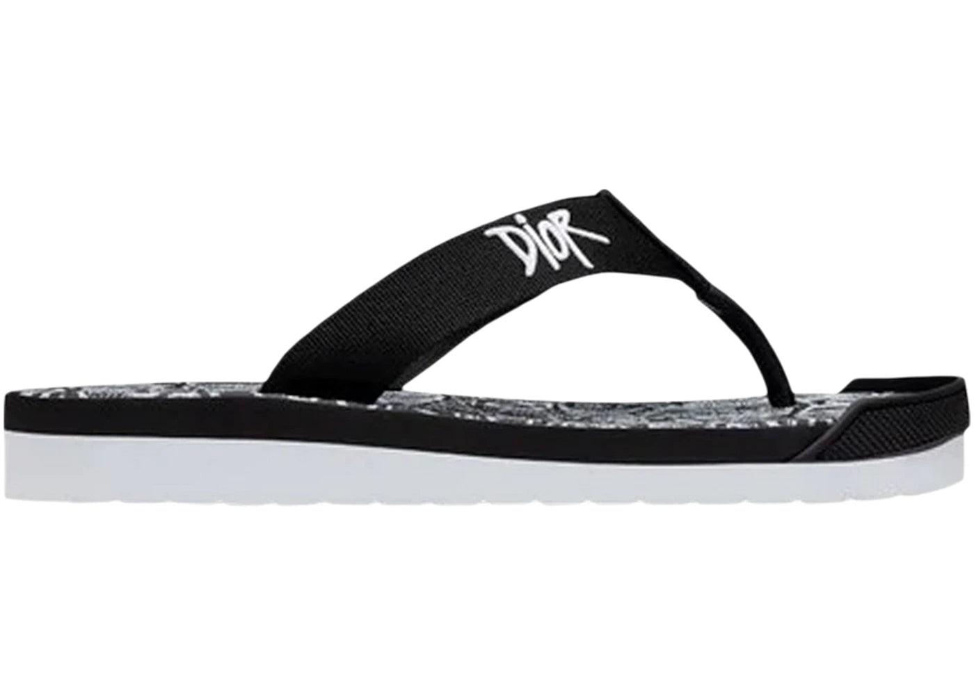 Dior And Shawn Embroidery Flip Flops White Black