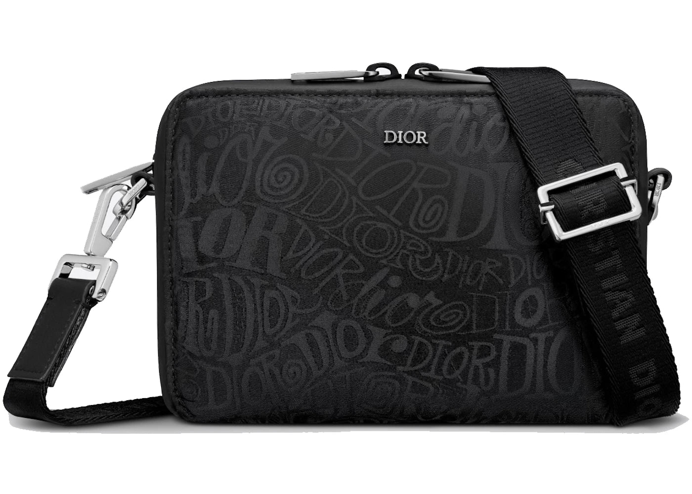 Dior And Shawn Pouch with Strap Nylon Jacquard Black