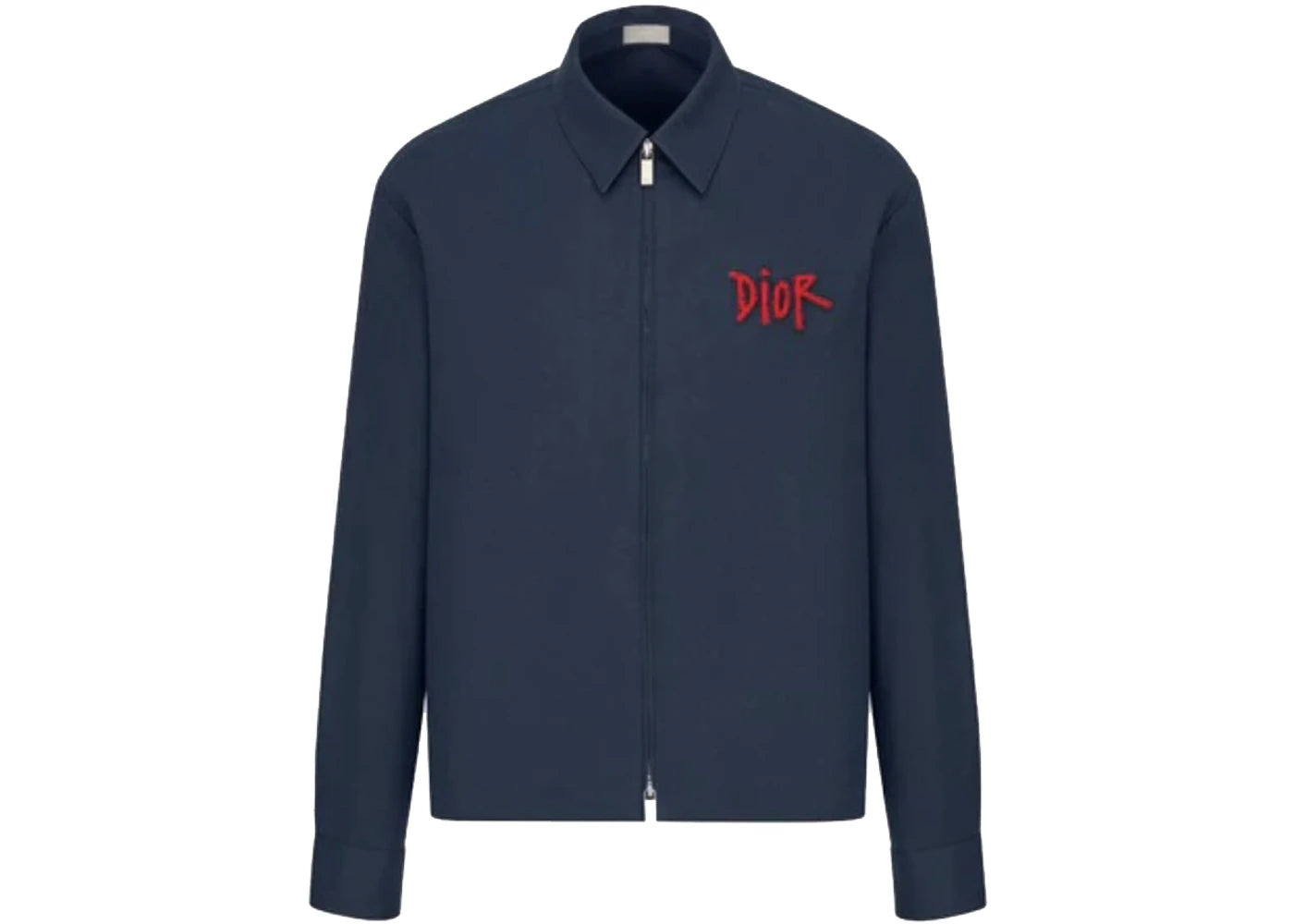 Dior And Shawn Zipped Overshirt Navy Blue