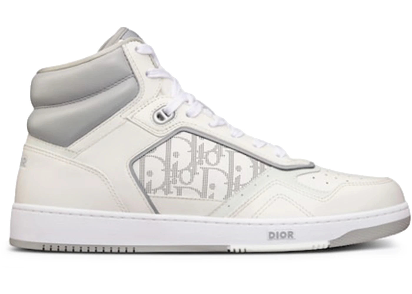 Dior B27 High White and Gray Smooth Calfskin with White Dior Oblique Galaxy Leather