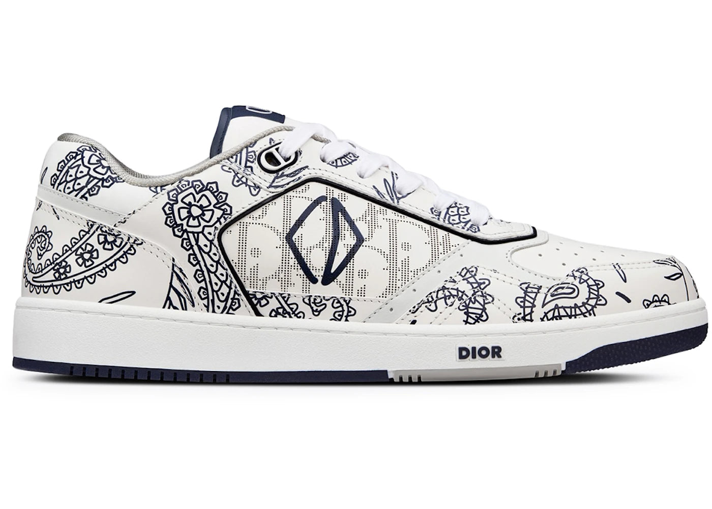 Dior Kickz Rapper Dior B27 Low White Navy Blue CD Paisley White Dior Oblique – Side Kicks