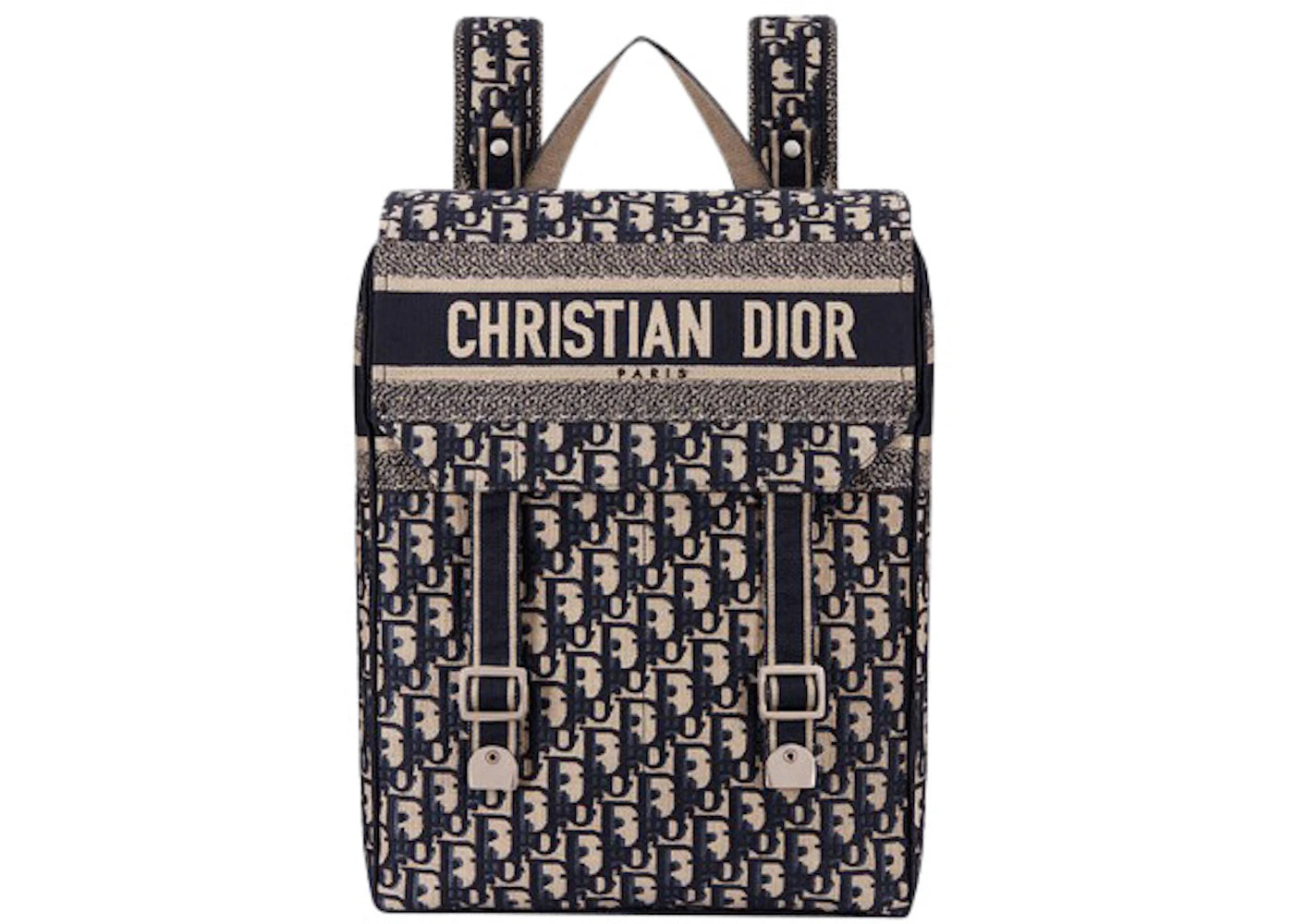 Dior Backpack Oblique Embroidered Canvas Blue