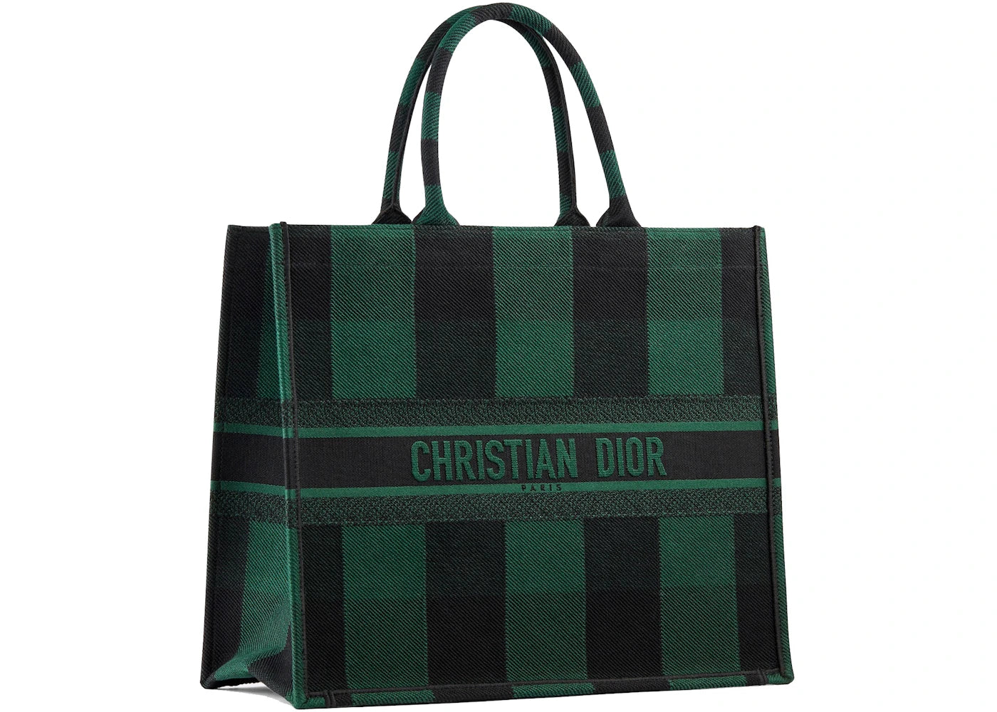 Dior Book Tote Check Leaf Green/Black