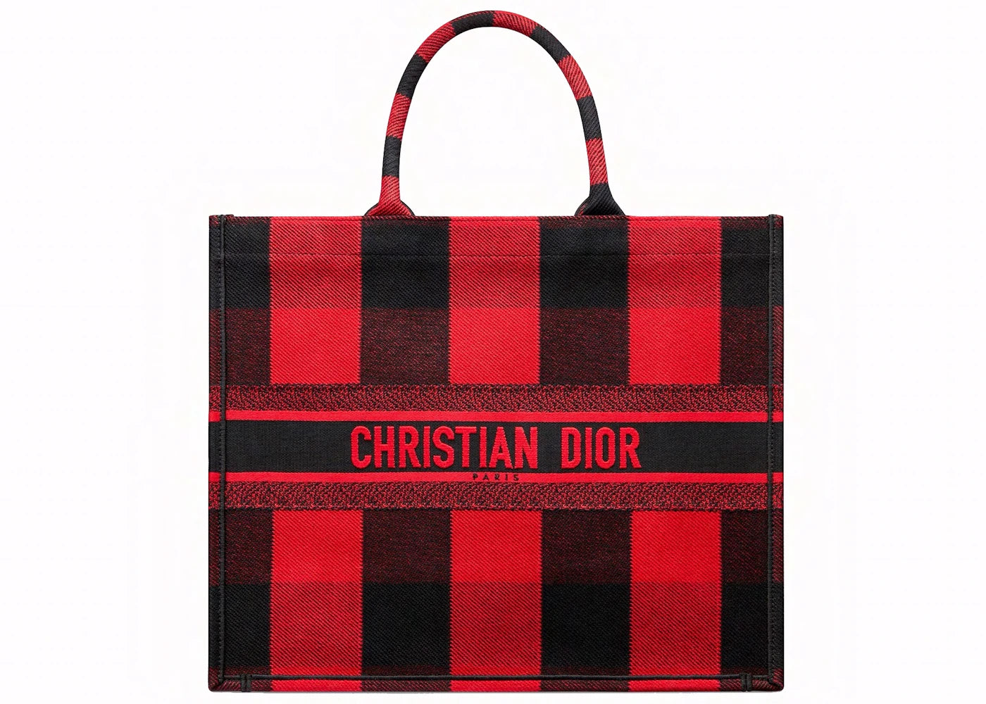 Dior Book Tote Check Red/Black