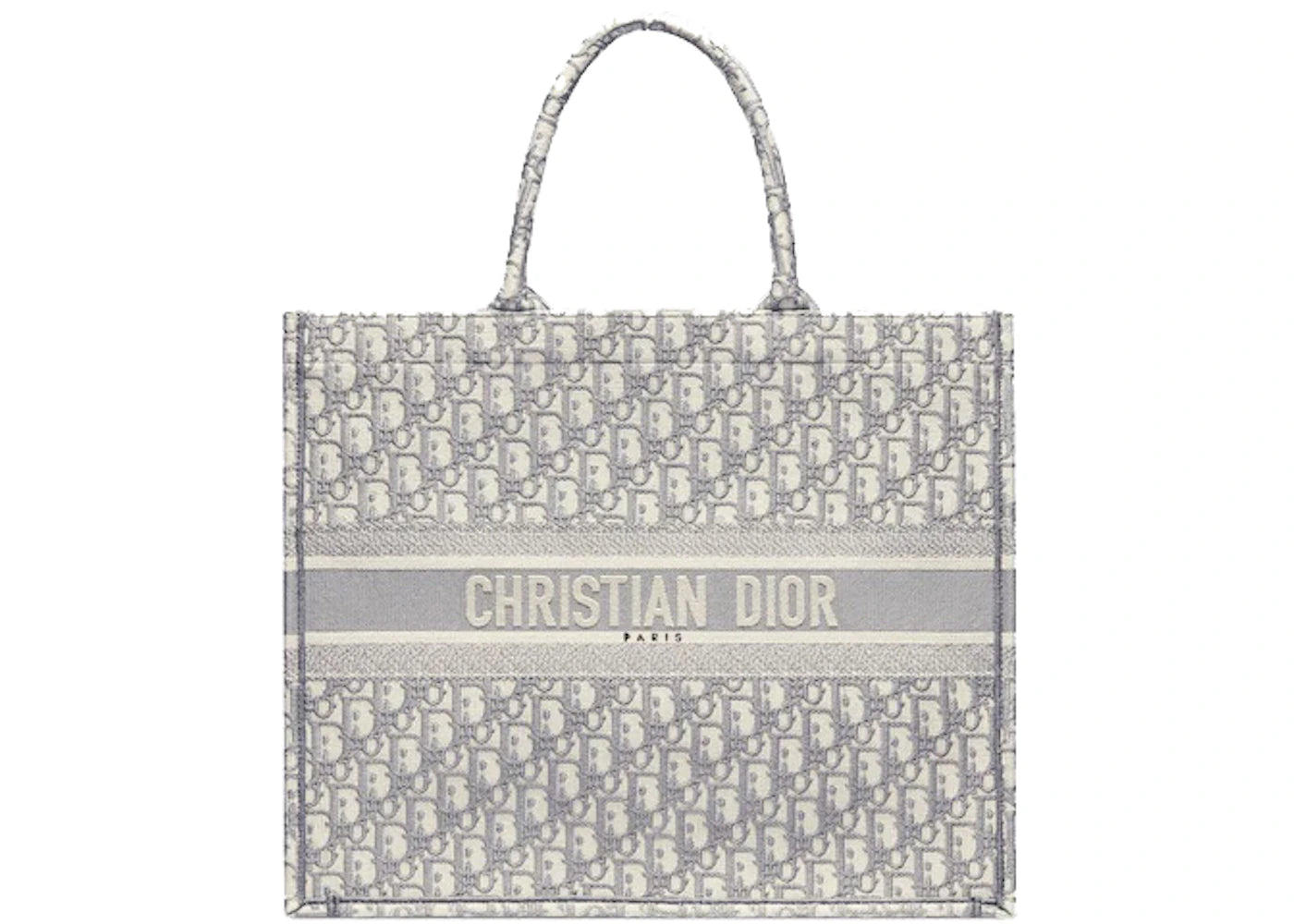 Dior Book Tote Oblique Embroidery Gray