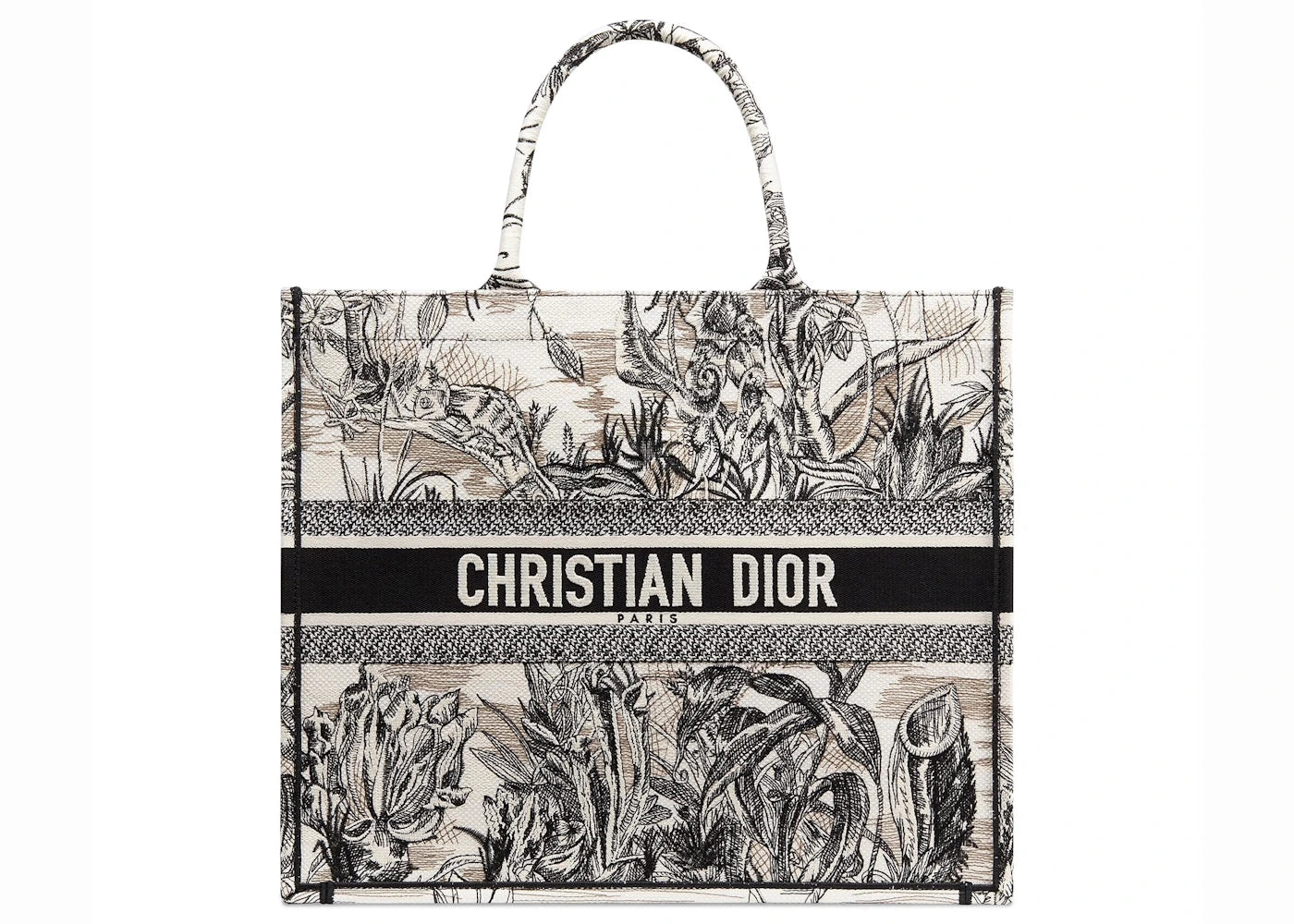 Dior Book Tote Toile de Jouy Carnivora Black/White