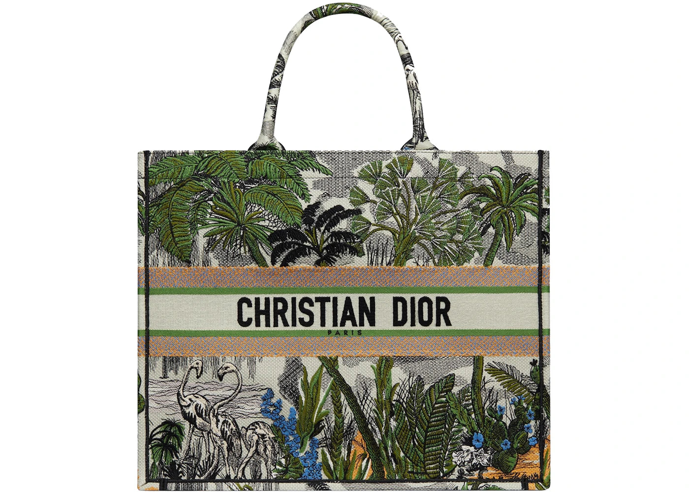 Dior Book Tote Toile de Jouy Tropicalia Leaf Green Multicolor