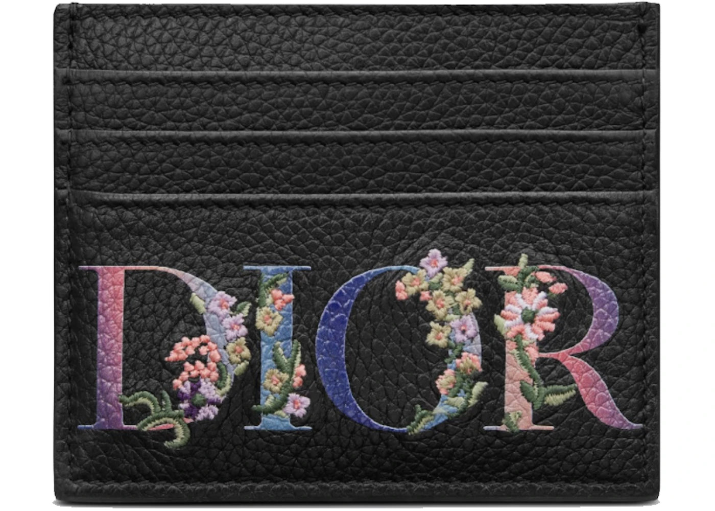 Dior Card Holder Flowers Black