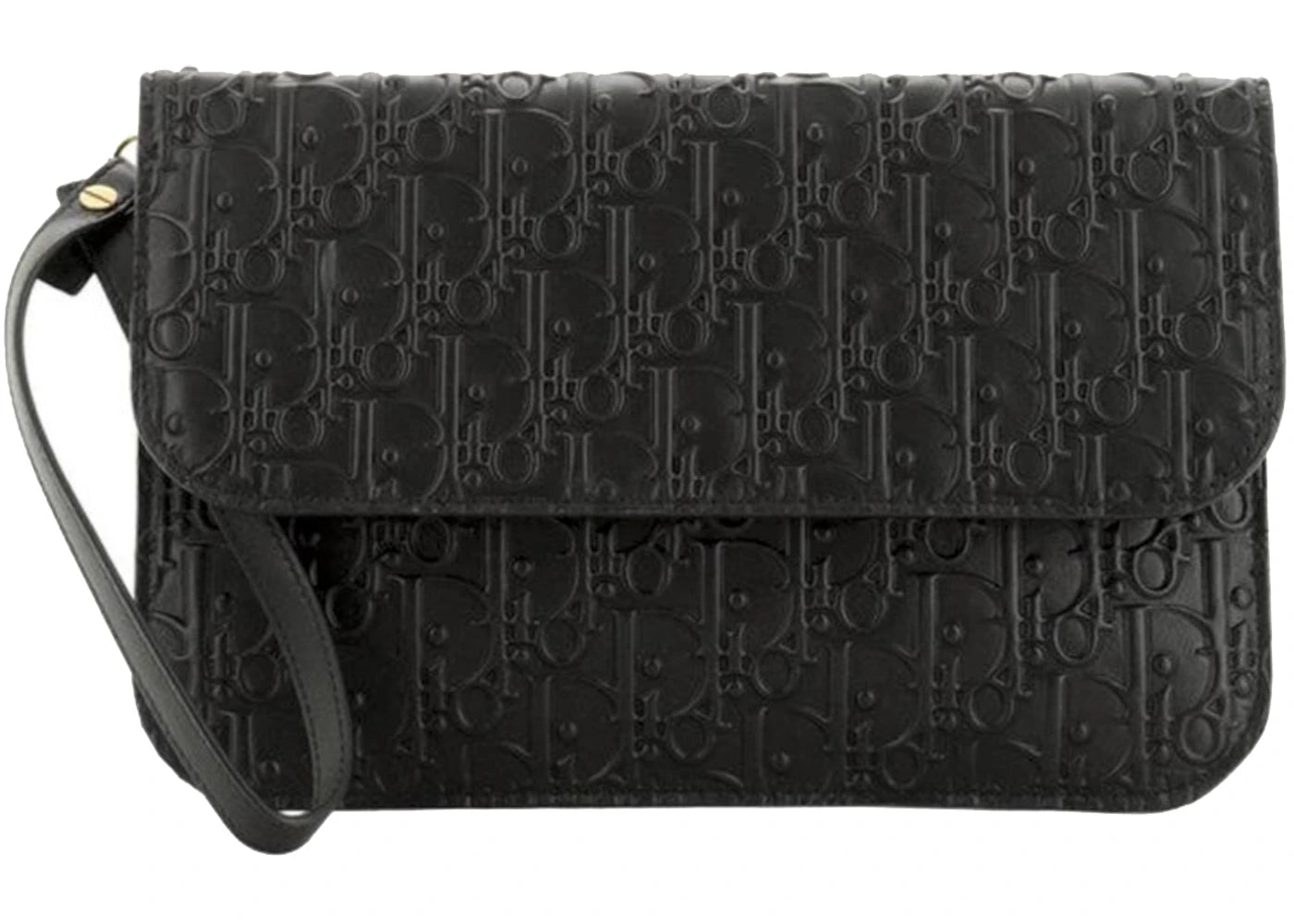 Dior Flap Clutch Oblique Embossed Black