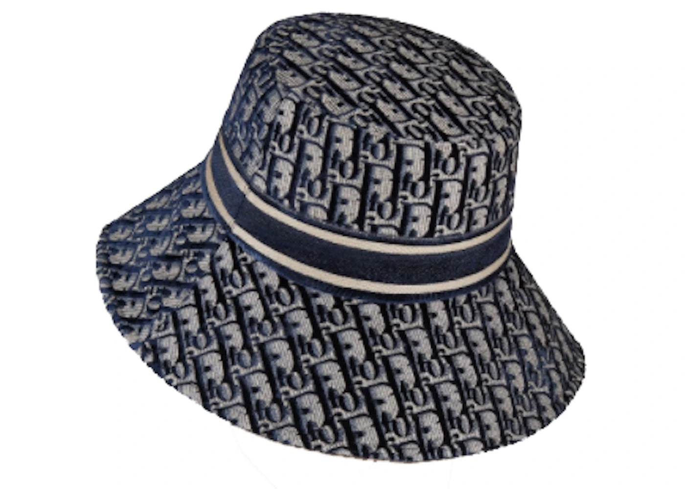 Dior Large Brim Bucket Hat Oblique Blue Velvet