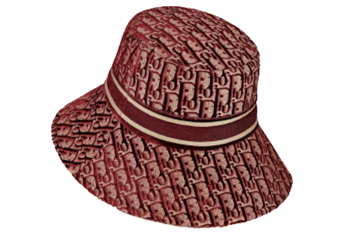 Dior Large Brim Oblique Bucket Hat Burgundy Velvet