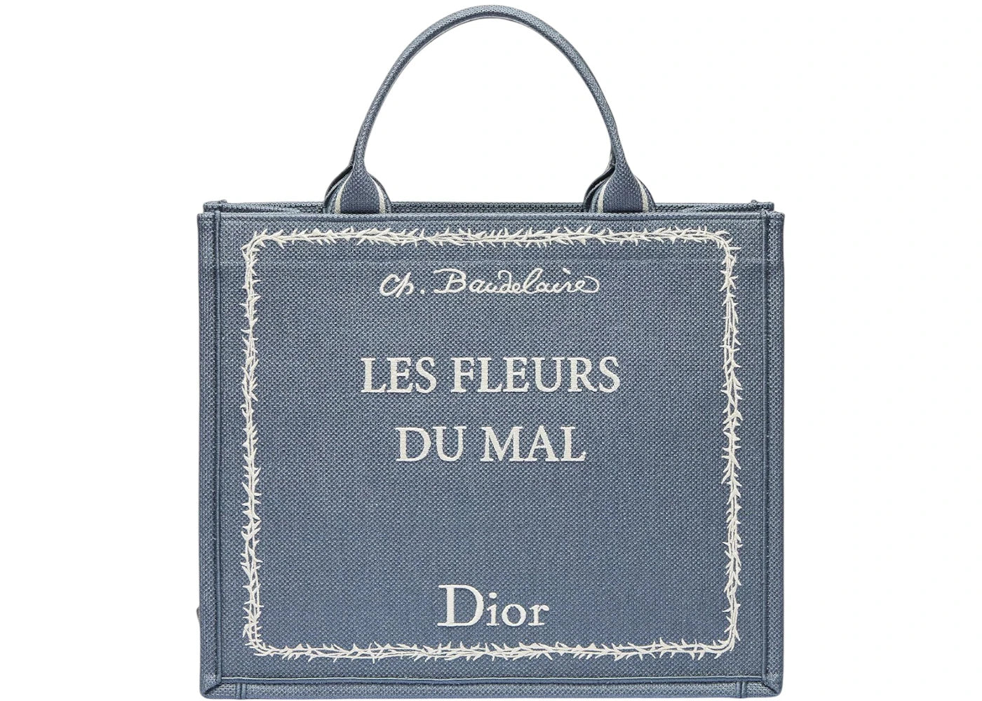 Dior Medium Les Fleurs Du Mal Book Tote with Strap Blue/White