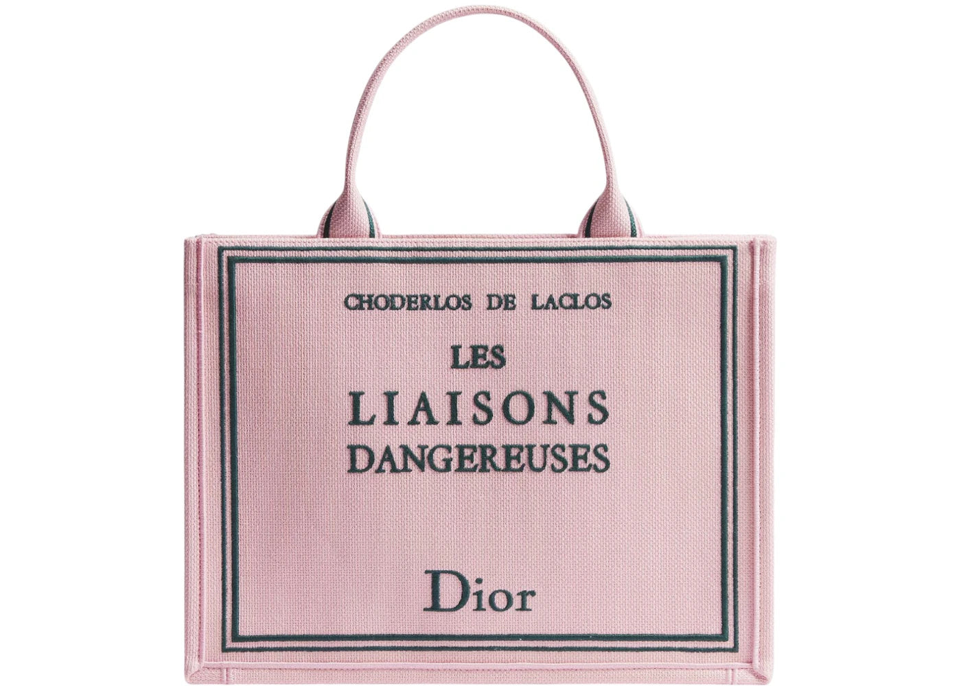Dior Medium Les Liaisons Dangereuses Book Tote with Strap Pink/Green