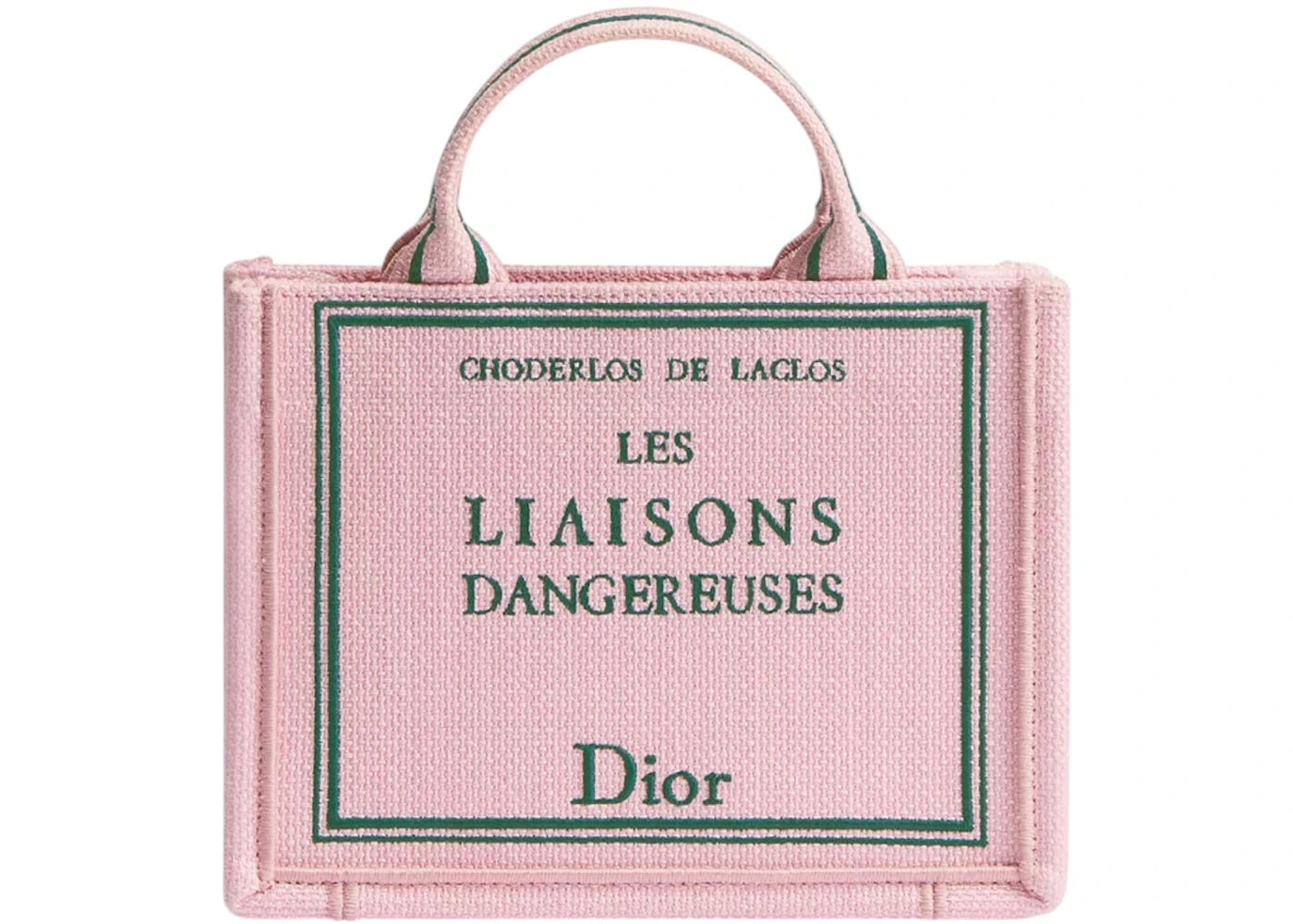 Dior Mini Les Liaisons Dangereuses Book Tote with Strap Pink/Green
