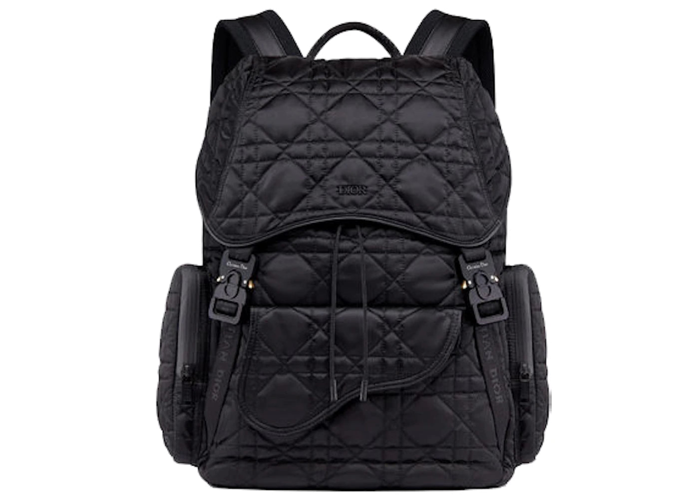 Dior Nylon Blended Fabrics 2WAY Plain Handmade Logo Asymmetry Backpack Black