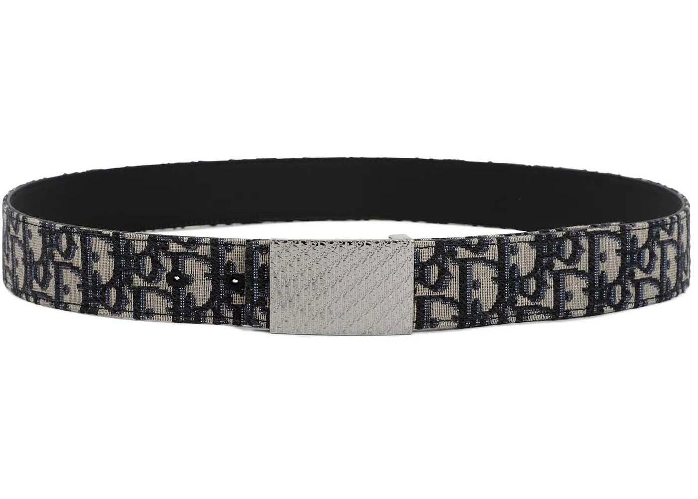 Dior Oblique Jacquard Grained Calfskin Belt Beige/Black