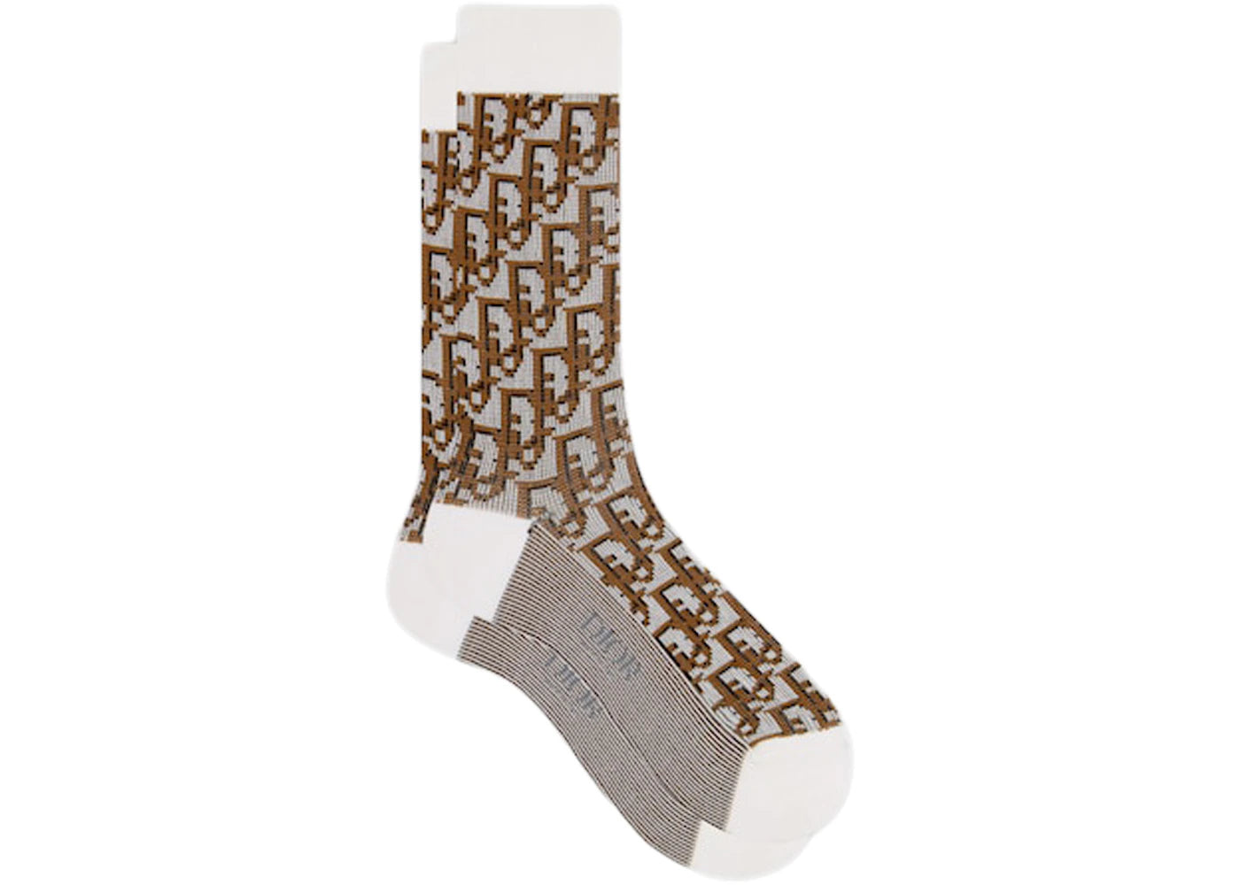 Dior Oblique Socks White/Brown Jacquard