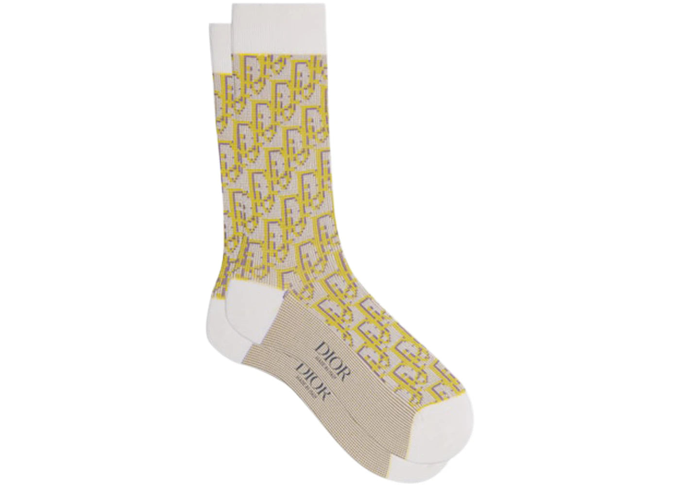 Dior Oblique Socks White/Yellow Jacquard