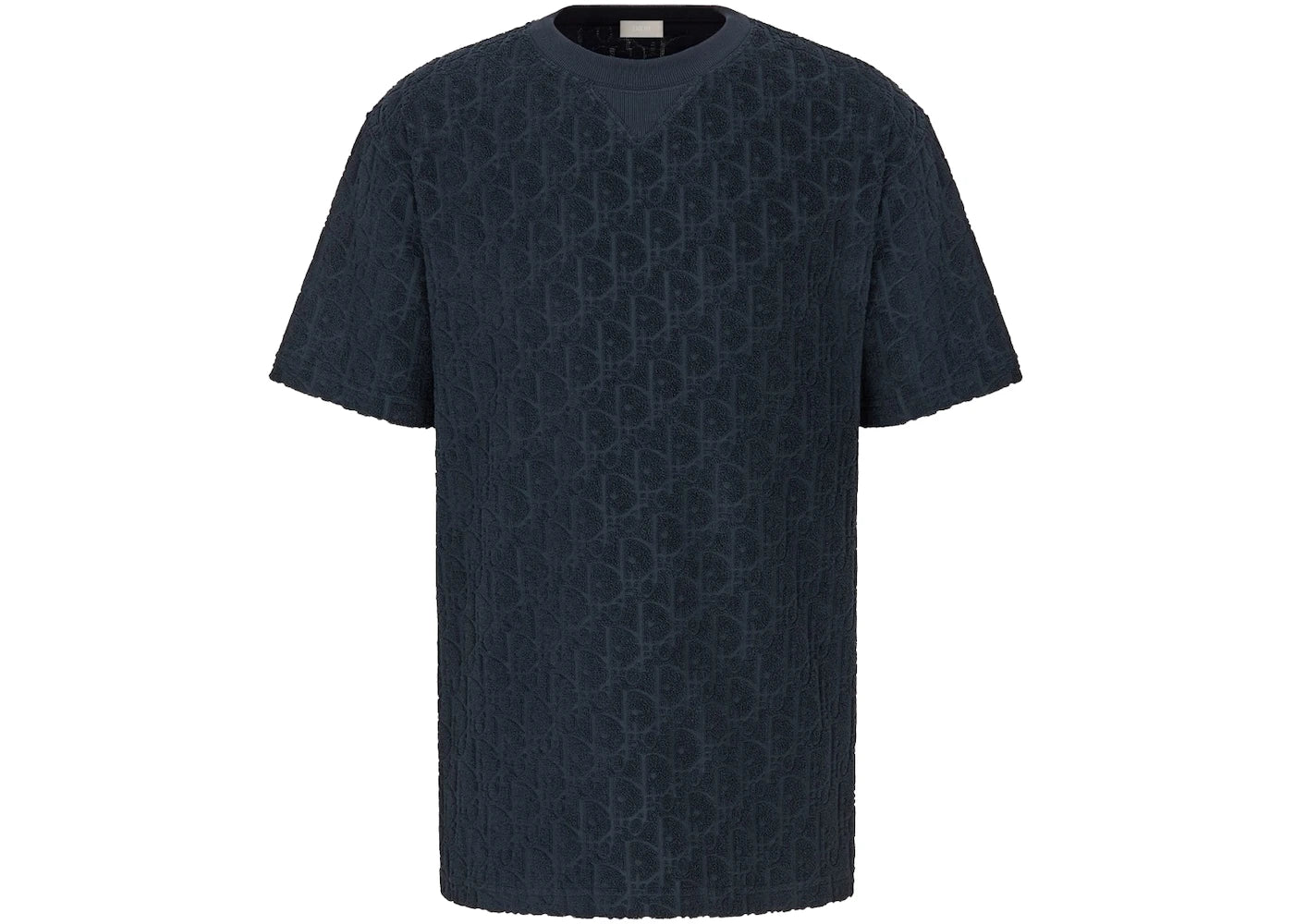 Dior Oversized Oblique T-Shirt Navy Blue Terry Cotton Jacquard