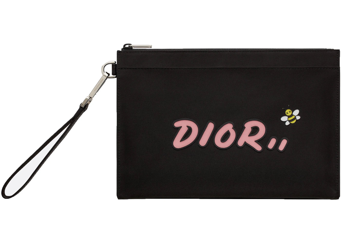 Dior x Kaws Pouch Pink Logo Nylon Black