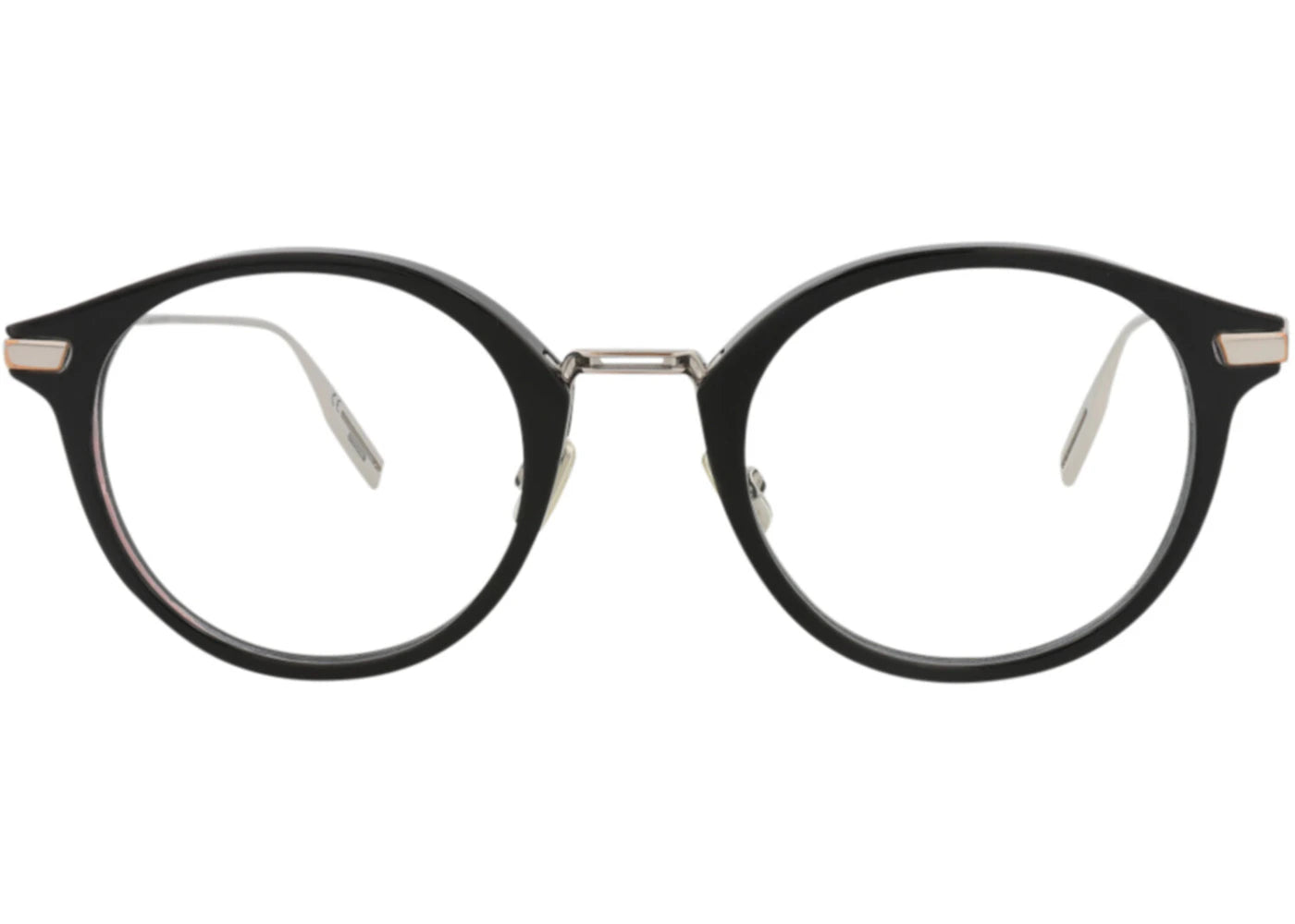 Dior Round-Frame Acetate Optical Frames Black Silver Transparent (DM50014U-50-001)