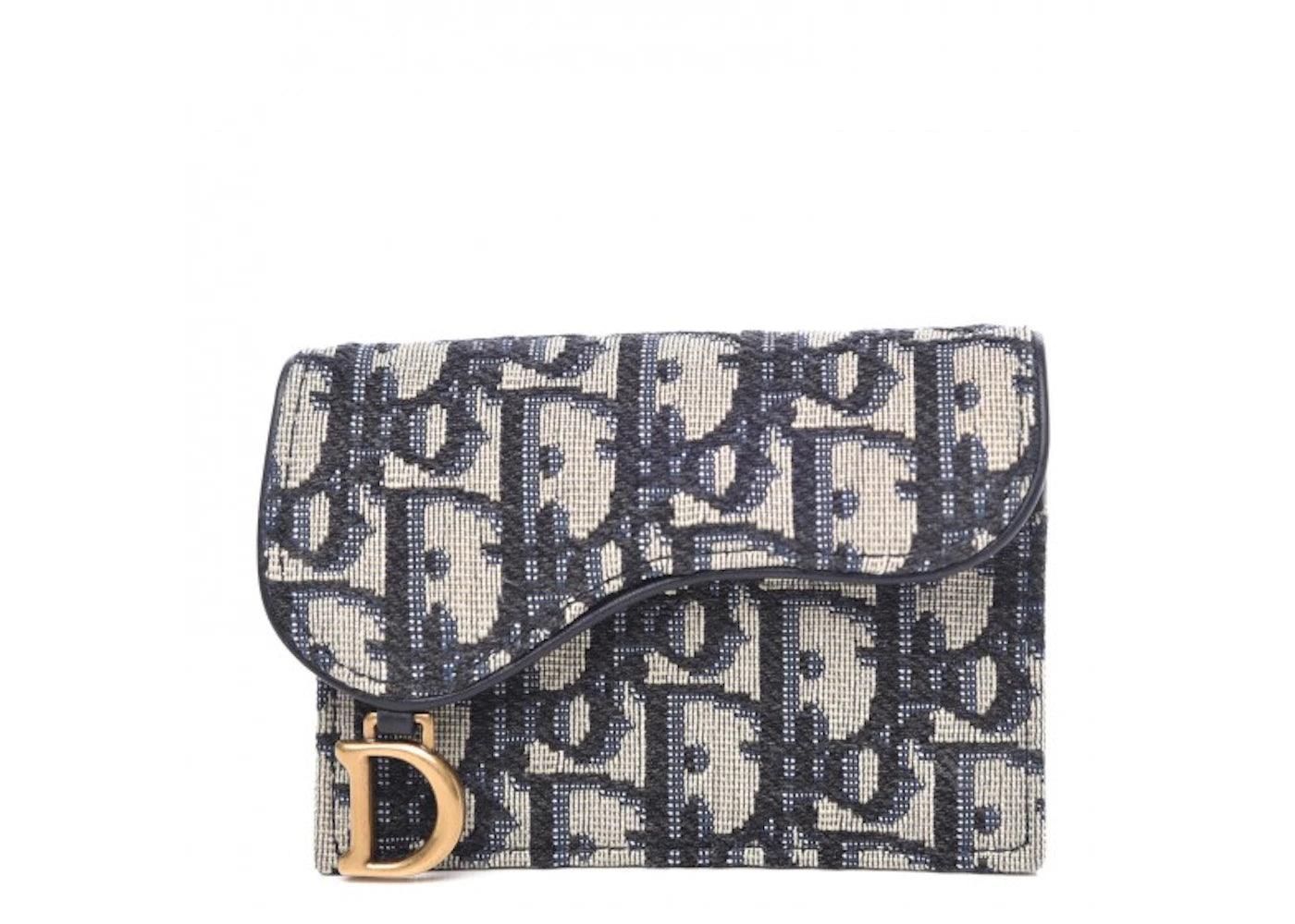 Dior Saddle Card Holder Oblique Blue