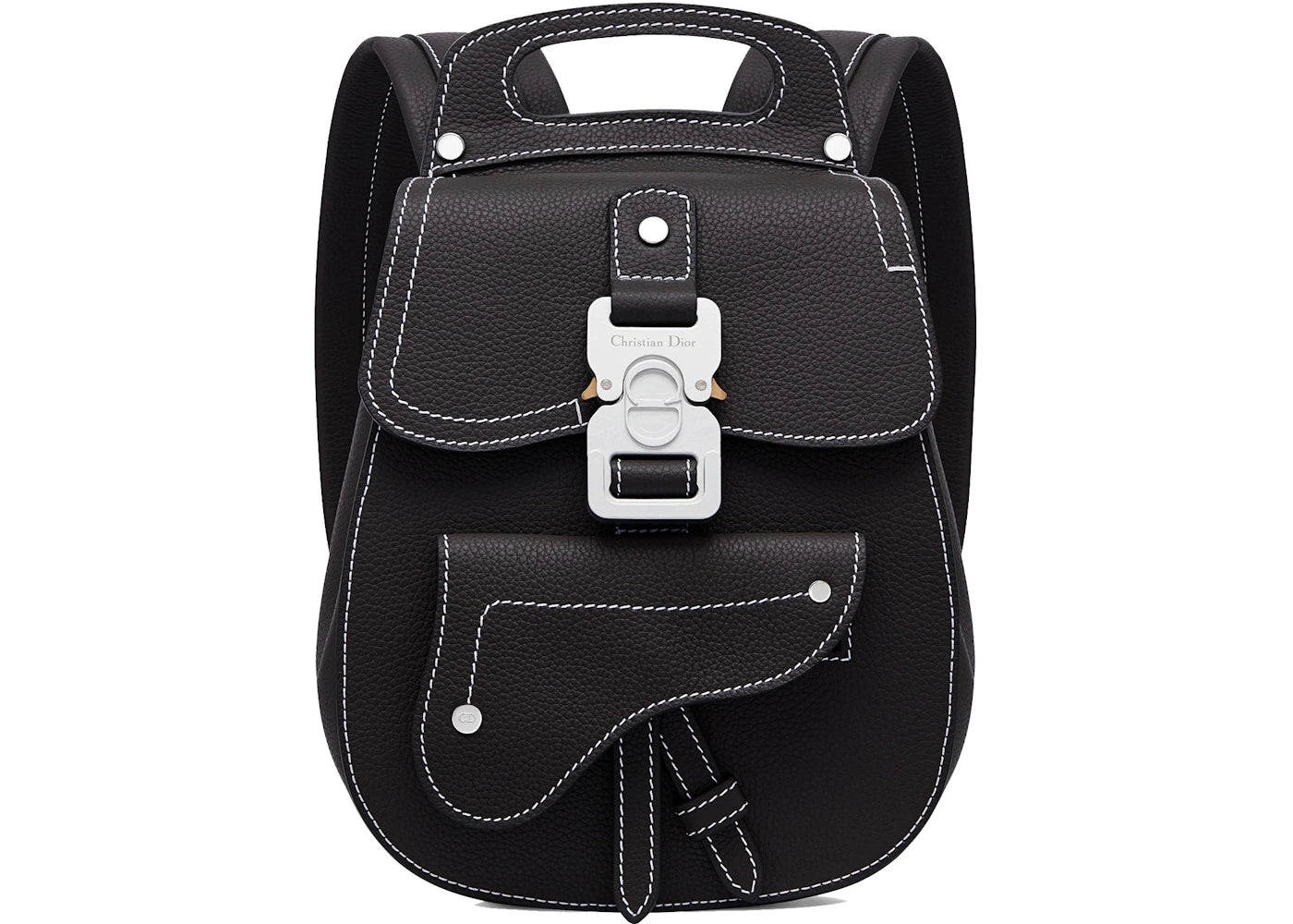 Dior Saddle Detail Backpack Grained Calfskin Small Black