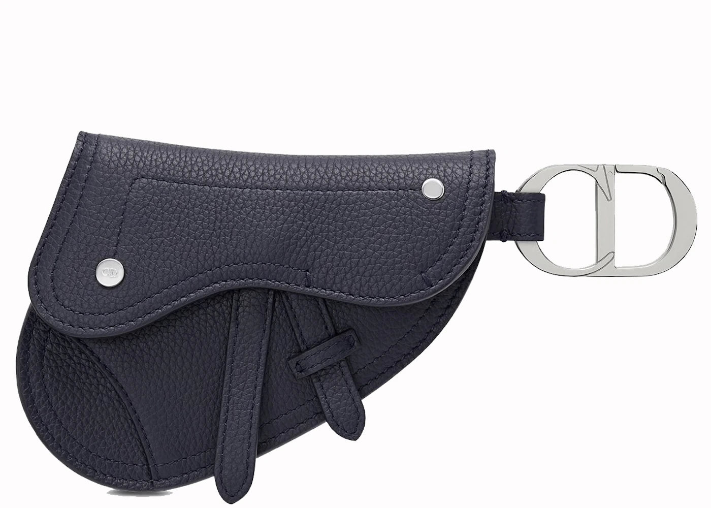 Dior Saddle Key Ring Grained Calfskin Navy Blue