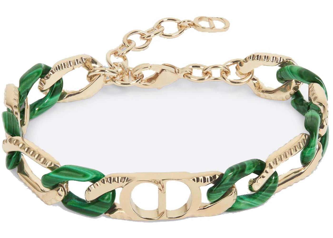 Dior TEARS Chain Link Bracelet Gold/Green