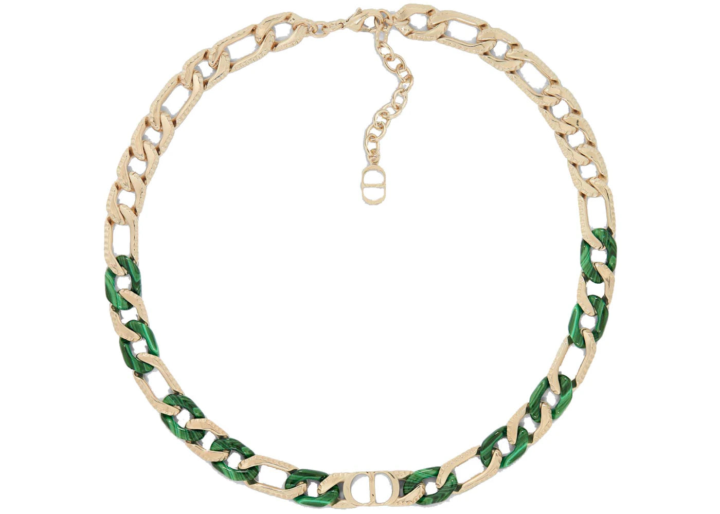 Dior TEARS Chain Link Necklace Gold/Green